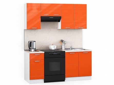 Кухонный гарнитур Лайн 1800 Оранжевый глянец