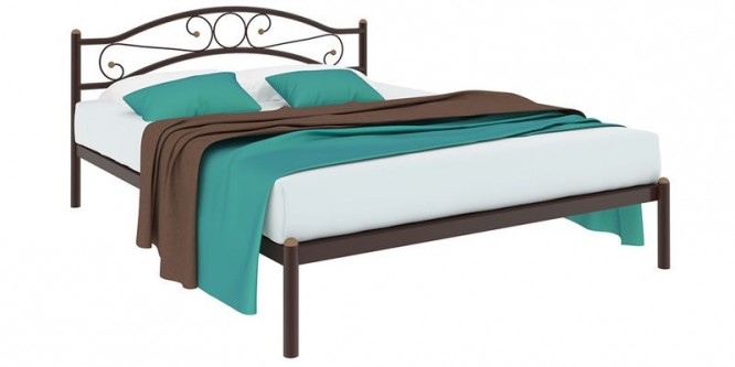 Металлическая кровать Лозанна без подъемного механизма (коричневый)