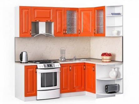 Кухонный гарнитур Декор 2200х1300 Оранжевый глянец